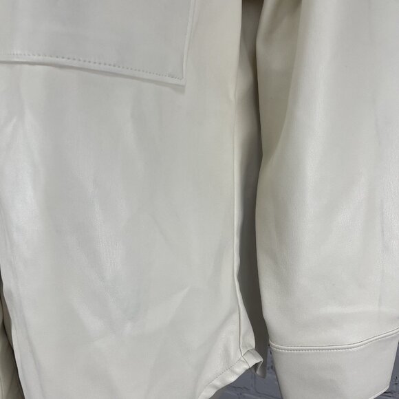 Abercrombie & Fitch Ivory Faux Leather Oversized Shacket Jacket Size Small S - Picture 9 of 15